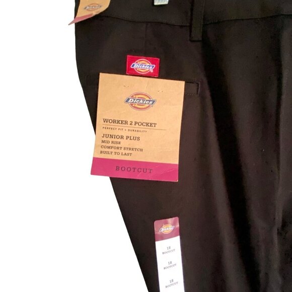 Dickies Bootcut Worker Mid Rise Black Pants Junior Plus Size 18 NEW NWT - Picture 7 of 7